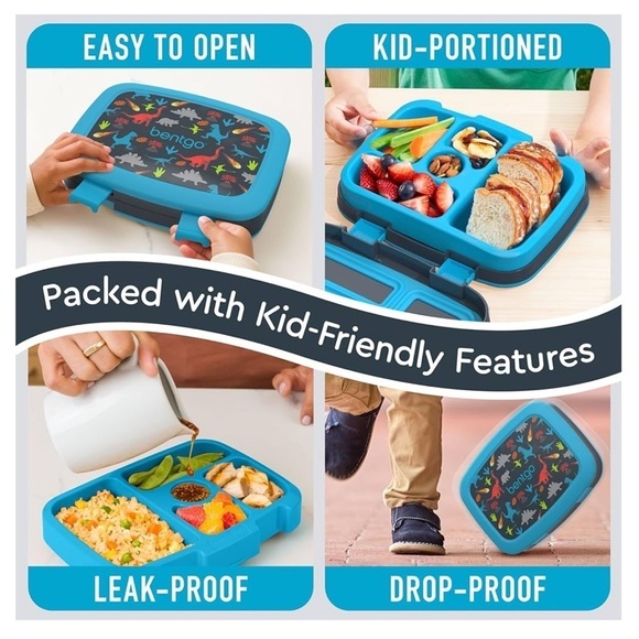 NEW Bentgo Kids Bento Lunch Box School Leak-Proof Drop-Proof in Dinosaur Print - Picture 4 of 9